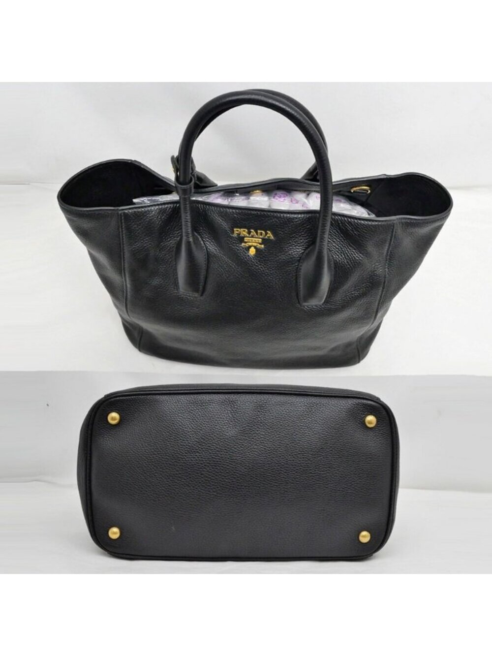 Prada Leather Tote Black Hand Shoulder - Picture 4 of 10